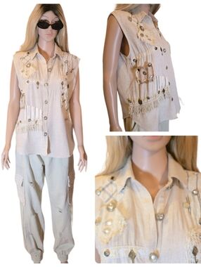 Stunning Boho Vintage Speed Limit MPH Patchwork Vest/ Sleeveless Top